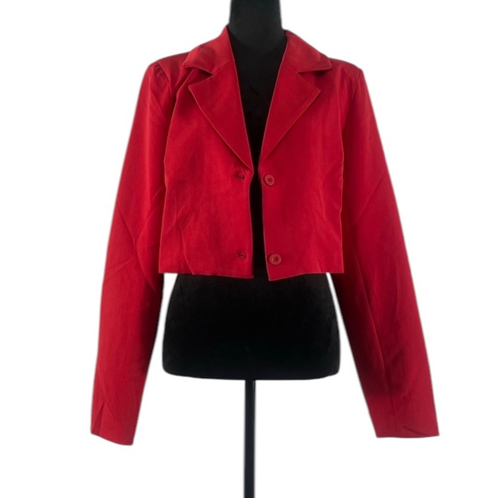 Chic Red Cropped Blazer,Two-Button Blazer, Large,New - Picture 7 of 7
